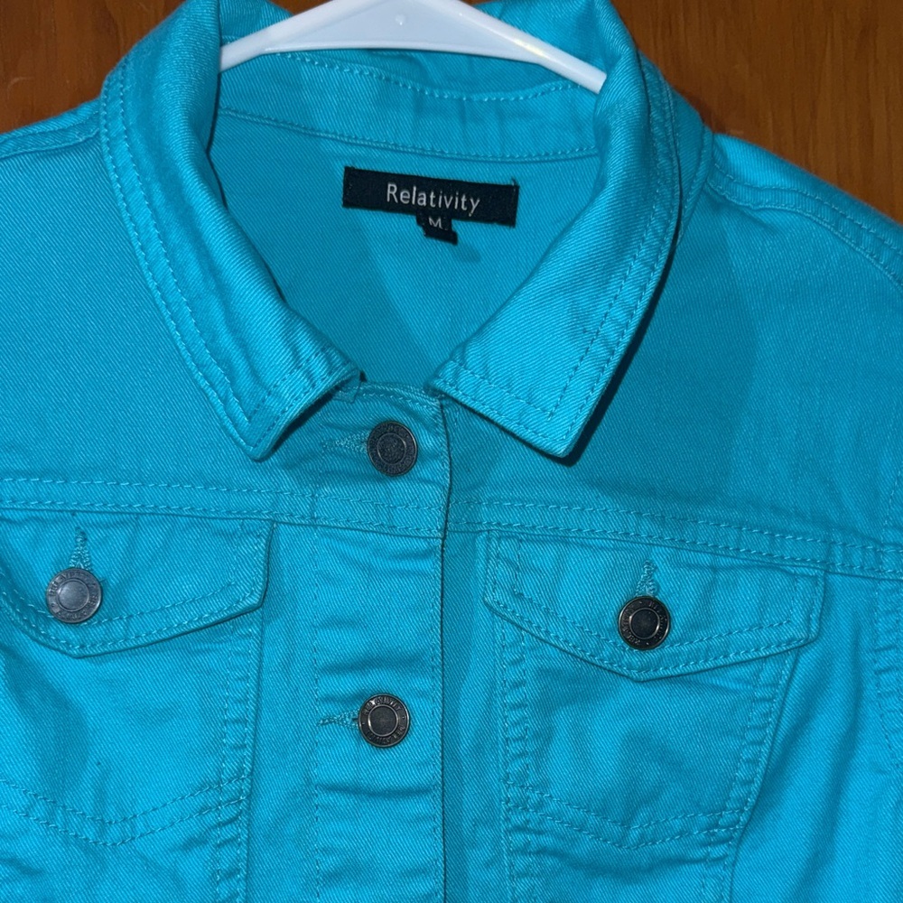 Relativity Blue Floral Embroidered Jacket - Picture 6 of 9